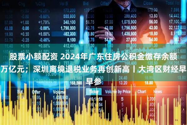 股票小额配资 2024年广东住房公积金缴存余额破万亿元；深圳离境退税业务再创新高丨大湾区财经早参